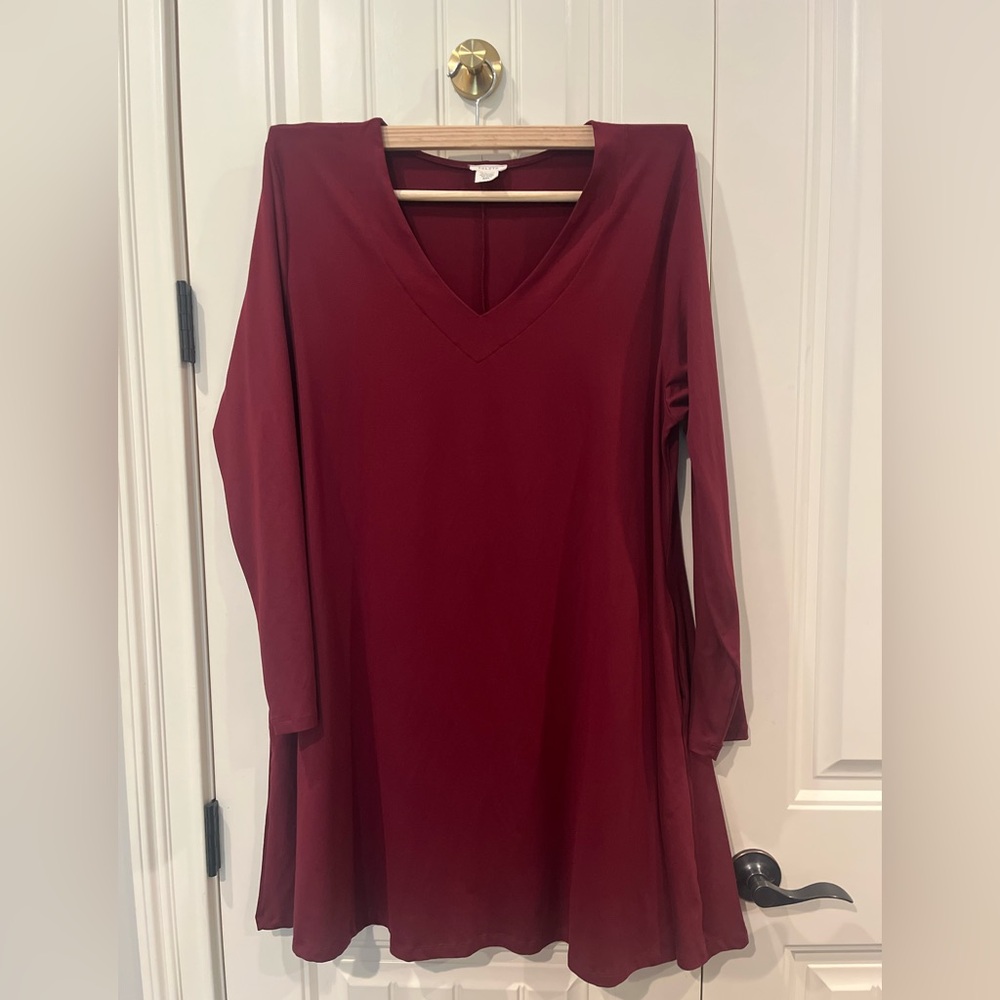 YELETE Elegant & Casual Dress Womens 3XL Burgundy Holiday Party Christmas NY